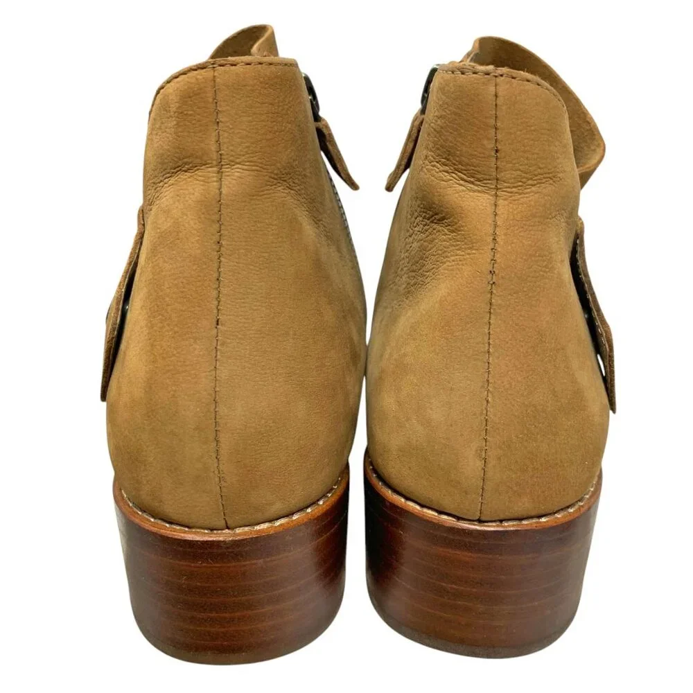 Eileen Fisher Billie Light‎ Espresso Tumbled Nubuck Ankle Booties  NEW